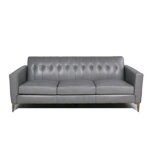 Janesville 86%2522 Wide Genuine Leather Square Arm Sofa 